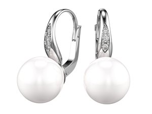 Náušnice Pearl Classic with Stones bílé zlato 14kt