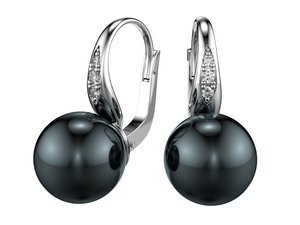 Náušnice Pearl Classic with Stones bílé zlato 14kt