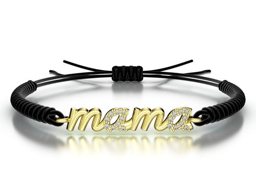 Náramek šňůrkový Mama s kamínky