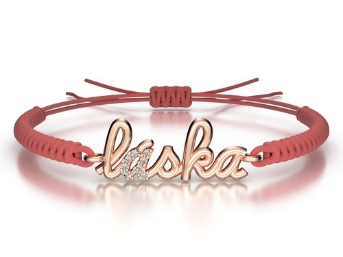 Náramek šňůrkový Láska s kamínky