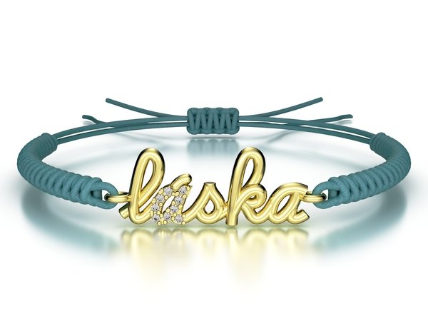 Náramek šňůrkový Láska s kamínky