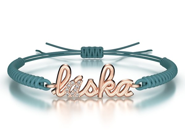 Náramek šňůrkový Láska s kamínky